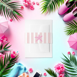 Rosa und weiße gestreifte Starfish Beach Social Cl Einladungsbanderole