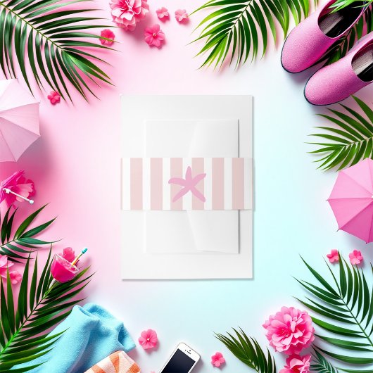 Rosa und weiße gestreifte Starfish Beach Social Cl Einladungsbanderole