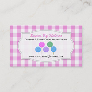 Rosa und weiße Gingham: Candy Business Card Visitenkarte