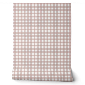 Rosa und weiße Gingham-Karo-Bauernhaus-Muster Tapete