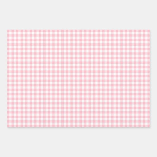 Rosa und weiße Gingham-Karos unterschiedlicher Grö Geschenkpapier Set (Vorderseite 3)