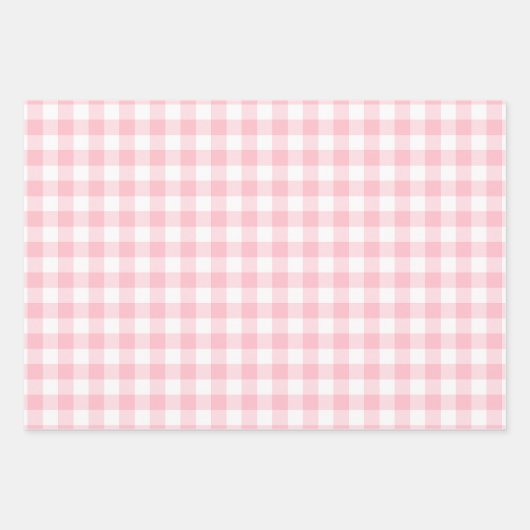 Rosa und weiße Gingham-Karos unterschiedlicher Grö Geschenkpapier Set (Vorderseite 2)