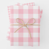 Rosa und weiße Gingham-Karos unterschiedlicher Grö Geschenkpapier Set (Beispiel)
