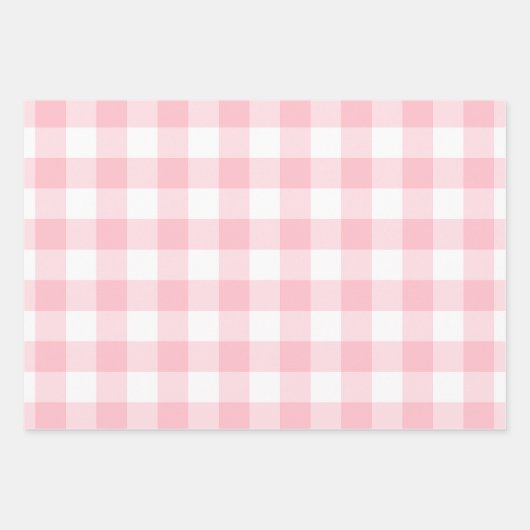 Rosa und weiße Gingham-Karos unterschiedlicher Grö Geschenkpapier Set (Vorderseite)
