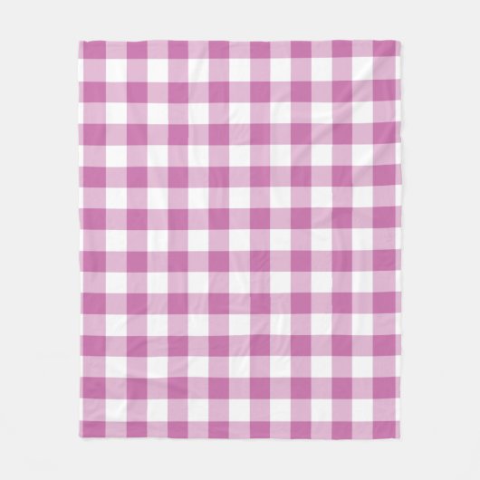 Rosa und weiße Gingham-Muster Fleecedecke (Vorderseite)