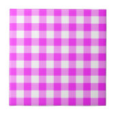 Rosa und weiße Gingham-Muster Fliese (Vorderseite)