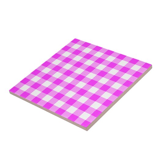 Rosa und weiße Gingham-Muster Fliese (Seite)