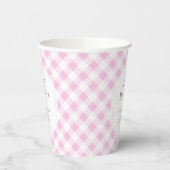 Rosa und weiße Gingham Muster Oh Babydusche Pappbecher (Links)