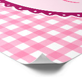 Rosa und Weiße Gingham und Rahmen Blumenkunst Poster (Ecke)
