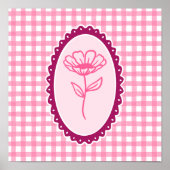 Rosa und Weiße Gingham und Rahmen Blumenkunst Poster (Vorne)