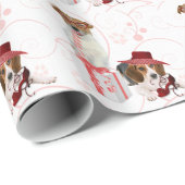 Rosa und weiße Girly Thema High-Mode Hunde Geschenkpapier (Rolleneckpunkt)
