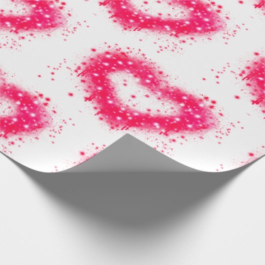 Rosa und weiße glitzernde Graffiti-Herzen Geschenkpapier (Ecke)