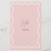 Rosa und weiße graue Karte mit Namen (Rückseite)