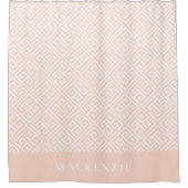 Rosa und weiße griechische Schlüsselbezeichnung Mo Duschvorhang (Vorderseite)