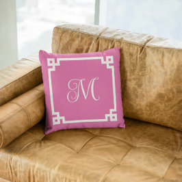 Rosa und weiße griechische Tastenkombination Kissen