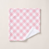 Rosa und weiße große Diagonal-Gingham-Karos Badhandtuch Set (Waschlappen)
