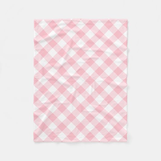 Rosa und weiße große Diagonal-Gingham-Karos Fleecedecke (Vorderseite)