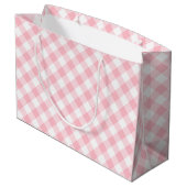 Rosa und weiße große Diagonal-Gingham-Karos Große Geschenktüte (Rückseite Schrägansicht)