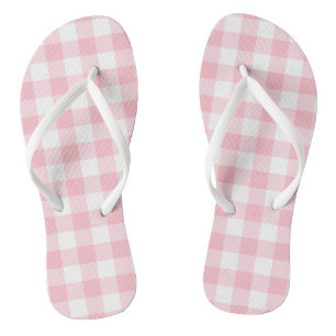 Rosa und weiße große Gingham-Karos Badesandalen