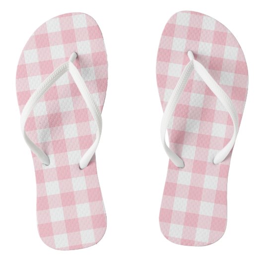 Rosa und weiße große Gingham-Karos Badesandalen (Fußbett)