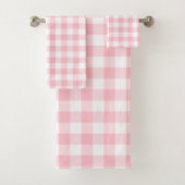 Rosa und weiße große Gingham-Karos Badhandtuch Set (Insitu)