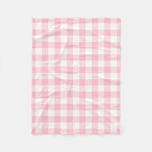 Rosa und weiße große Gingham-Karos Fleecedecke (Vorderseite)