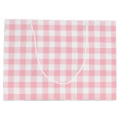 Rosa und weiße große Gingham-Karos Geschenktüte (Rückseite)