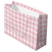 Rosa und weiße große Gingham-Karos Geschenktüte (Vorderseite Schrägansicht)