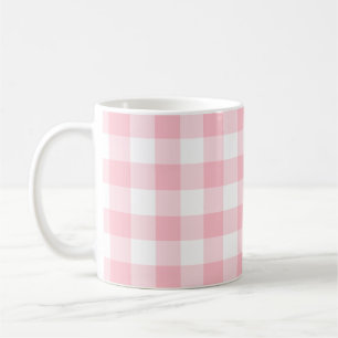 Rosa und weiße große Gingham-Karos Kaffeetasse