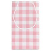 Rosa und weiße große Gingham-Karos Kleine Geschenktüte (Rückseite)