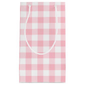 Rosa und weiße große Gingham-Karos Kleine Geschenktüte (Vorderseite)