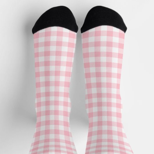 Rosa und weiße große Gingham-Karos - Socken (Oben)