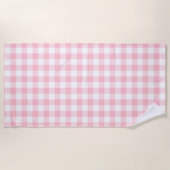 Rosa und weiße große Gingham-Karos Strandtuch (Vorderseite)