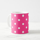 Rosa und weiße große Polka-Punkte Kaffeetasse (Vorderseite Links)