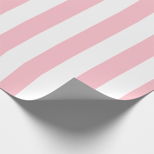 Rosa und weiße große vertikale Streifen Geschenkpapier (Ecke)