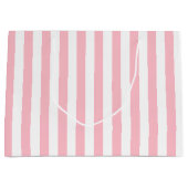 Rosa und weiße große vertikale Streifen Große Geschenktüte (Vorderseite)