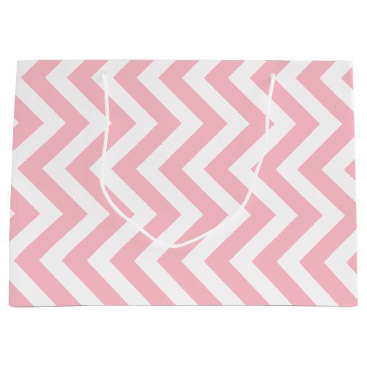 Rosa und weiße große, vertikale Zickzack Größe Große Geschenktüte (Vorderseite)