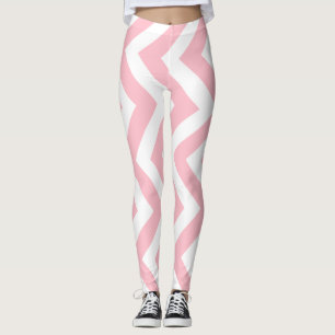 Rosa und weiße große, vertikale Zickzack Größe Leggings