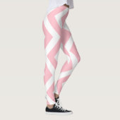 Rosa und weiße große, vertikale Zickzack Größe Leggings (Rechts)