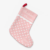 Rosa und weiße Herz-1. Weihnachten personalisiert Kleiner Weihnachtsstrumpf (Vorderansicht (hängend))