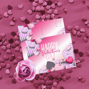 Rosa und weiße Herzblasen Valentinin Postkarte