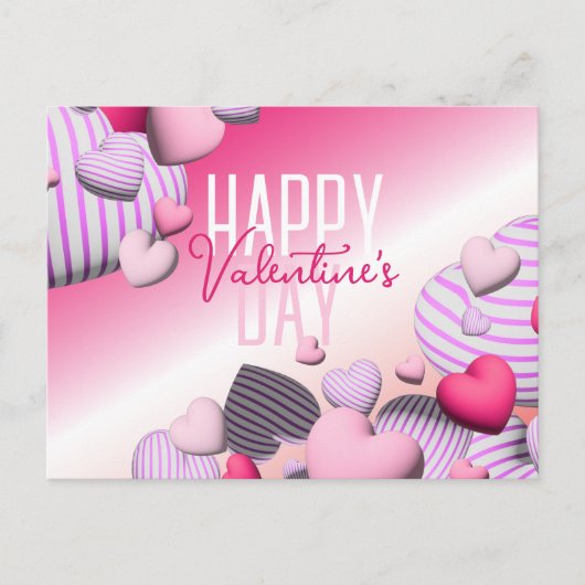 Rosa und weiße Herzblasen Valentinin Postkarte (Vorderseite)