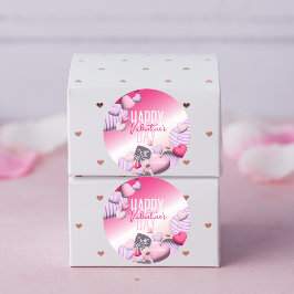 Rosa und weiße Herzblasen Valentinin Runder Aufkleber