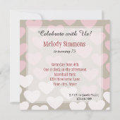 Rosa und weiße Herzen Geburtstag Einladung (Rückseite)