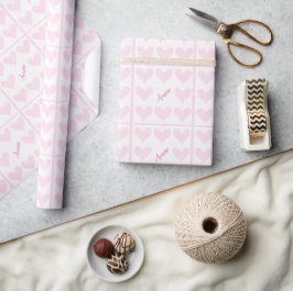 Rosa und weiße Herzen Geschenkpapier