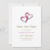 Rosa und Weiße Herzen Hochzeit Save The Date (Vorderseite)