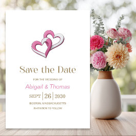 Rosa und weiße Herzen Hochzeit Save The Date