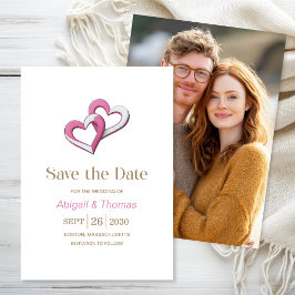 Rosa und Weiße Herzen Hochzeit Save The Date