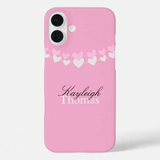 Rosa und weiße Herzen personalisiert Case-Mate iPhone Hülle (Rückseite)