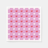 Rosa und weiße Herzen Serviette (Vorderseite)